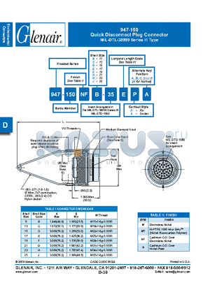 947-150NF15-35 datasheet - Quick Disconnect Plug Connector