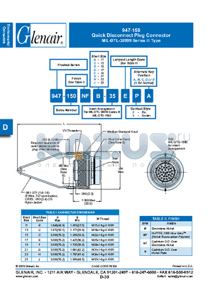 947-150NF23-35 datasheet - Quick Disconnect Plug Connector