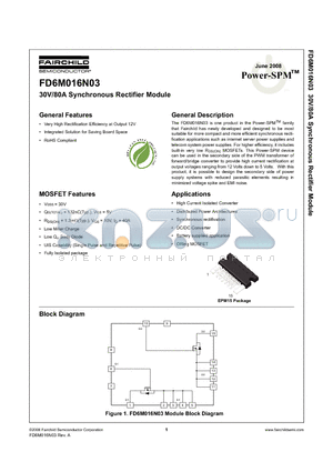 FD6M016N03 datasheet - 30V/80A Synchronous Rectifier Module