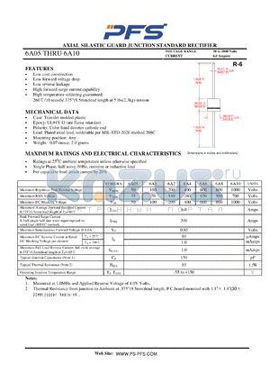 6A05 datasheet - AXIAL SILASTIC GUARD JUNCTION STANDARD RECTIFIER