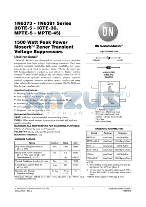 ICTE-36 datasheet - 1500 Watt Peak Power Mosorb Zener Transient Voltage Suppressors