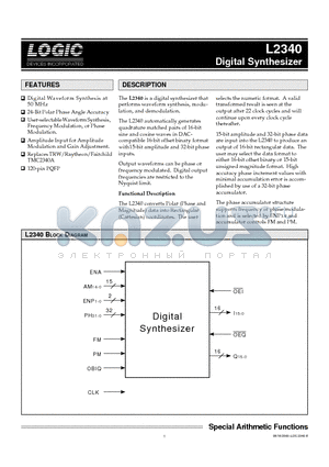 L2340 datasheet - Digital Synthesizer