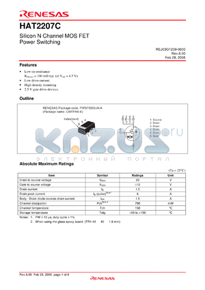 HAT2207C-EL-E datasheet - Silicon N Channel MOS FET Power Switching