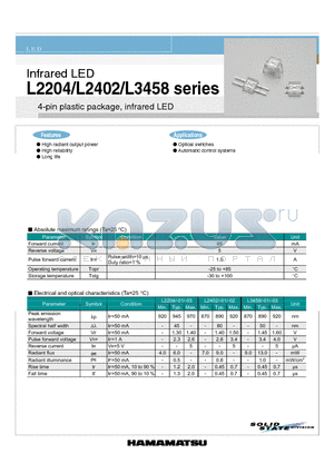 L2402-01 datasheet - 4-pin plastic package, infrared LED