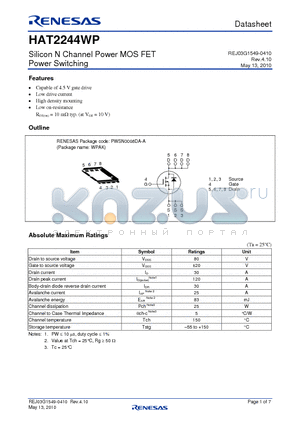 HAT2244WP datasheet - Silicon N Channel Power MOS FET Power Switching