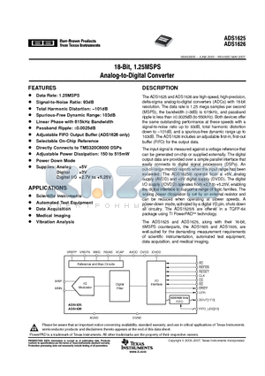 ADS1605 datasheet - 18-Bit, 1.25MSPS Analog-to-Digital Converter