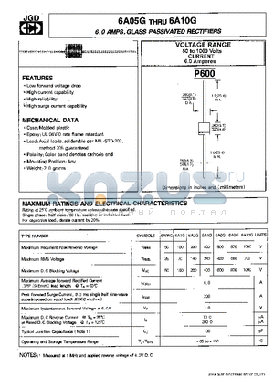 6A1G datasheet - 6.0 AMP. GLASS PASSIVATED RECTIFIERS