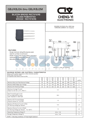 GBJ2K datasheet - SILICON BRIDGE RECTIFIERS GLASS PASSIVATED BRIDGE RECTIFIERS