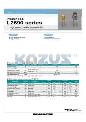 L2690-02 datasheet - High power GaAIAs infrared LED