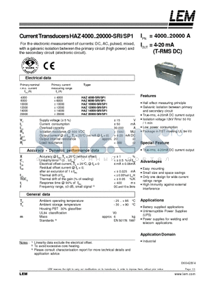 HAZ12000-SRI datasheet - Current Transducers