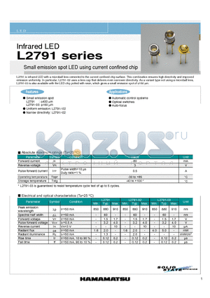 L2791-02 datasheet - Small emission spot LED using current confined chip