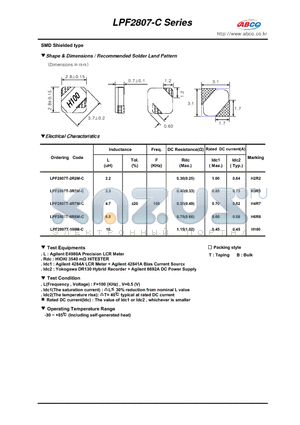 LPF2807T-6R8M-C datasheet - Shape & Dimensions / Recommended Solder Land Pattern