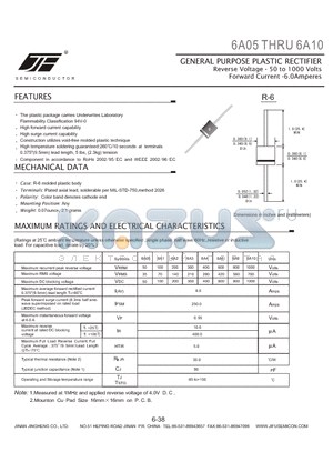 6A4 datasheet - GENERAL PURPOSE PLASTIC RECTIFIER