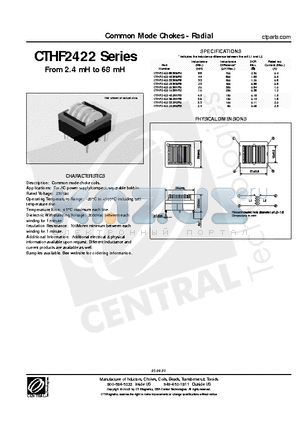 CTHF2422-392M1R8 datasheet - Common Mode Chokes - Radial