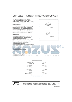 L2800 datasheet - SWITCHING REGULATOR CONTROLLER(LOW VOLTAGE)