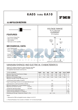 6A6 datasheet - 6.0 AMP SILICON RECTIFIERS