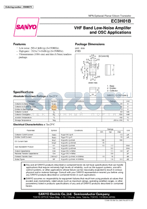 EC3H01B datasheet - VHF Band Low-Noise Amplifer and OSC Applications