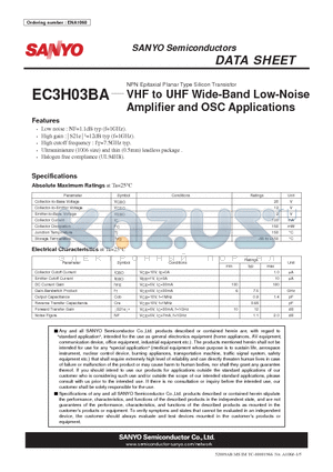 EC3H03BA datasheet - VHF to UHF Wide-Band Low-Noise Amplifier and OSC Applications