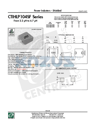 CTIHLP104SF datasheet - Power Inductors - Shielded