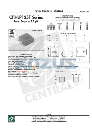 CTIHLP125F-1R0M datasheet - Power Inductors - Shielded