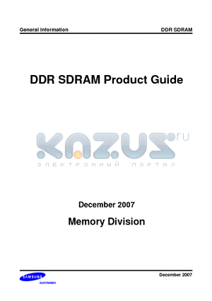 M312L6420JUS datasheet - DDR SDRAM Product Guide