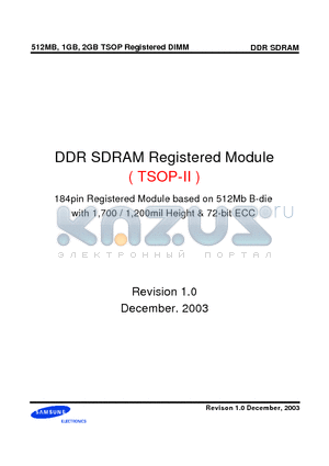 M312L6523BTS-A2 datasheet - DDR SDRAM Registered Module