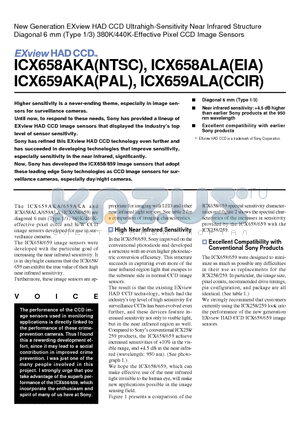 ICX659ALA datasheet - New Generation EXview HAD CCD Ultrahigh-Sensitivity Near Infrared Structure