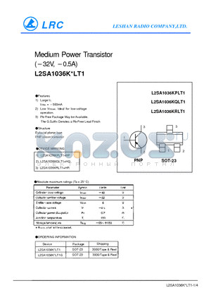 L2SA1036KRLT1 datasheet - Medium Power Transistor(-32V, -0.5A)