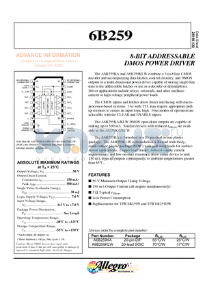 6B259 datasheet - 8-BIT ADDRESSABLE DMOS POWER DRIVER