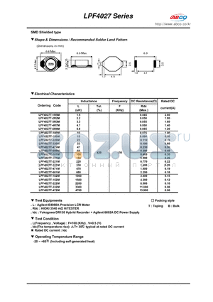 LPF4027T-3R3M datasheet - Shape & Dimensions / Recommended Solder Land Pattern