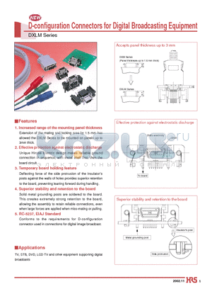 DX40LM-14P-300CV datasheet - D-configuration Connectors for Digital Broadcasting Equipment