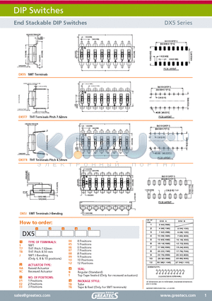 DX5 datasheet - End Stackable DIP Switches