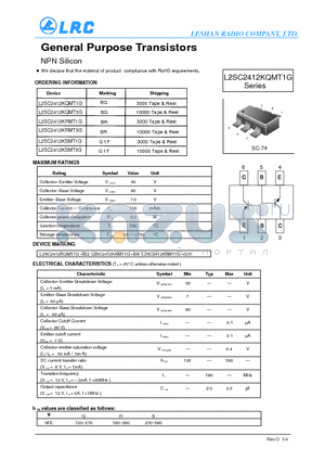 L2SC2412KQMT1G datasheet - General Purpose Transistors NPN Silicon