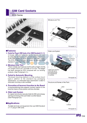 ID1A-6S-2.54SF datasheet - SIM Card Sockets