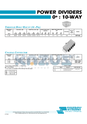 DXK-702B datasheet - POWER DIVIDERS 0j : 10-WAY