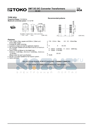 6CA datasheet - SMT DC-DC Converter Transformers