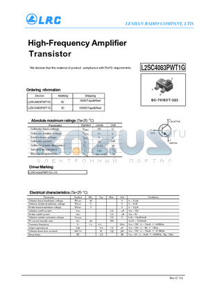 L2SC4083PWT1G_11 datasheet - High-Frequency Amplifier Transistor