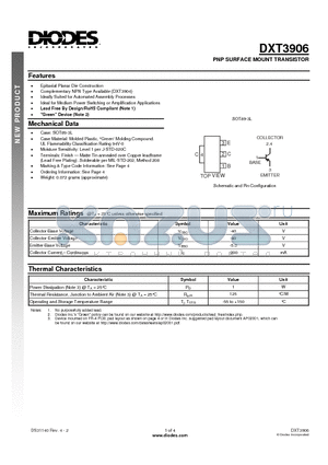 DXT3906-13 datasheet - PNP SURFACE MOUNT TRANSISTOR