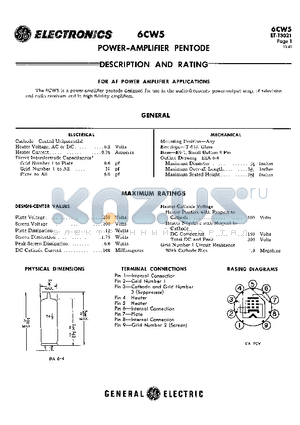 6CW5 datasheet - POWER-AMPLIFIER PENTODE