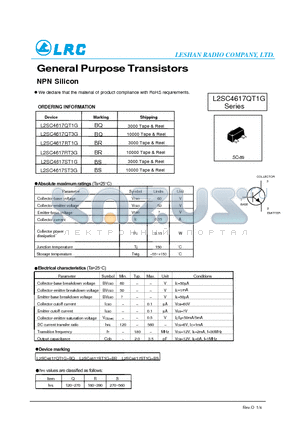 L2SC4617RT1G datasheet - General Purpose Transistors NPN Silicon