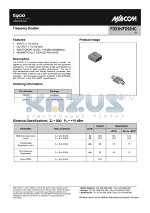 FD93H datasheet - FREQUENCY DOUBLER