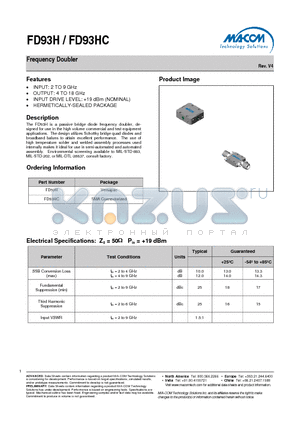 FD93H datasheet - Frequency Doubler