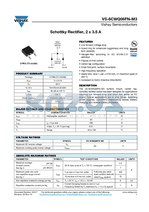 6CWQ06FN-M3 datasheet - Schottky Rectifier, 2 x 3.5 A