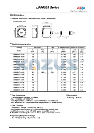 LPF6028T-6R8M datasheet - Shape & Dimensions / Recommended Solder Land Pattern