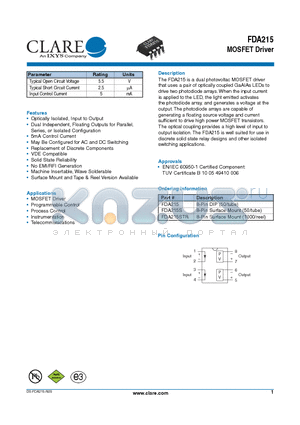 FDA215 datasheet - MOSFET Driver