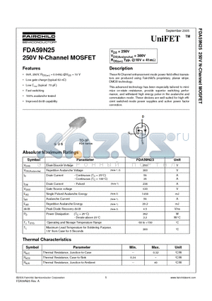 FDA59N25 datasheet - 250V N-Channel MOSFET