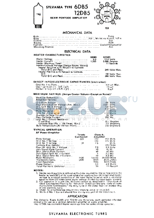 6DB5 datasheet - BEAM PENTODE AMPLIFIER