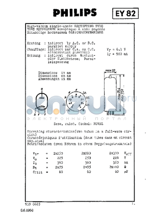 DY82 datasheet - HIGH-VACUUM SINGLE-ANODE RECTIFYING TUBE