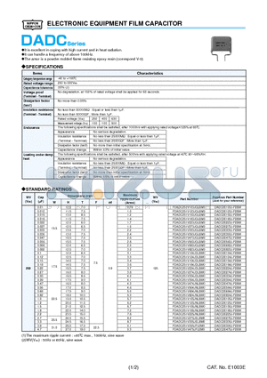 FDADC631V125JRLPM0 datasheet - ELECTRONIC EQUIPMENT FILM CAPACITOR