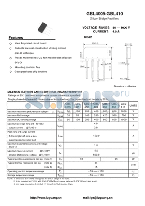 GBL401 datasheet - Silicon Bridge Rectifiers